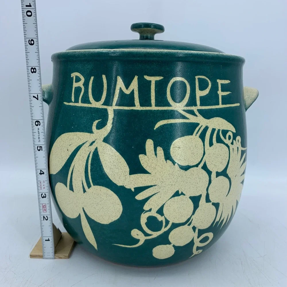 Vtg Lg Rumptoph Salt Glazed Pottery Crock Lid West Germany Rum Fruit Farmhouse